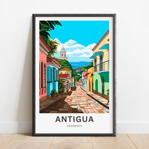 Antigua Travel Print - Antigua poster, Caribbean Wall Art, Framed present, Gift Antigua & Barbuda Antigua Present, Personalized Text