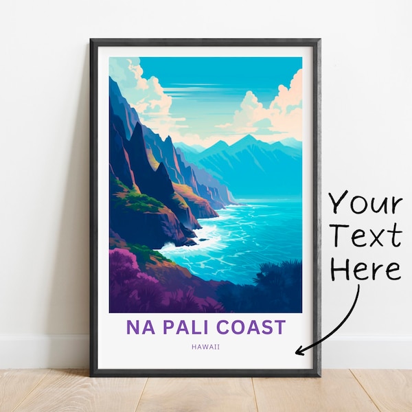 Personalisierter Na Pali Coast Reisedruck - Na Pali Coast Plakat, Hawaii Wandkunst, Geschenk Hawaii, Geschenk Hawaii