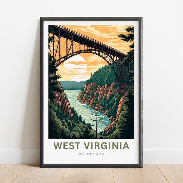 West Virginia Travel Print - West Virginia poster, United States Wall Art, Framed present, Gift United States Present