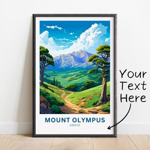 Personalized Mount Olympus Travel Print - Mount Olympus poster, Greece Wall Art, Framed present, Gift Greece Present