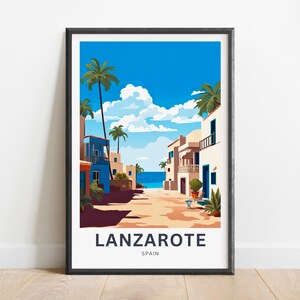 Lanzarote Reise Poster - Lanzarote Poster, Spanien Wand Kunst, gerahmt Geschenk, Spanien Geschenk