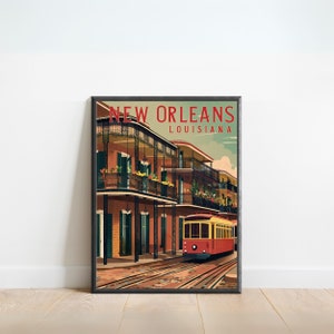 New Orleans Vintage Travel Poster - New Orleans Print, Louisiana Wall Art, Framed present, Gift Louisiana Present