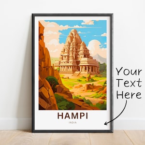 Personalized Hampi Travel Print - Hampi poster, India Wall Art, Framed present, Gift India Present