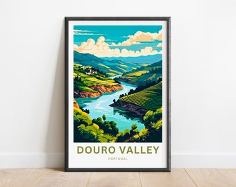 Impresión de viaje del Valle del Duero - Cartel del Valle del Duero, Arte de la pared de Portugal, Presente enmarcado, Regalo Portugal Presente