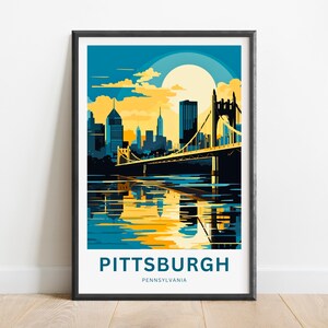 Pittsburgh Travel Print - Pittsburgh poster, Pennsylvania Wall Art, Framed present, Gift Pennsylvania Present