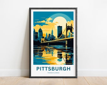 Pittsburgh Travel Print - Pittsburgh Poster, Pennsylvania Wandkunst, gerahmtes Geschenk, Pennsylvania Geschenk