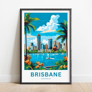 Brisbane Travel Print - Cartel de Brisbane, Arte de la pared de Australia, Presente enmarcado, Regalo Australia Presente