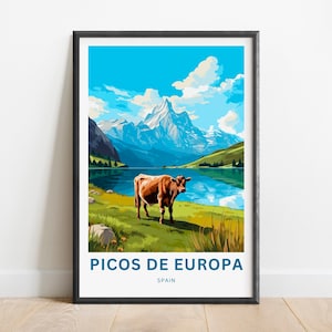 Impresión de viaje de Picos de Europa - Póster de Picos de Europa, arte de pared de España, regalo enmarcado, regalo de España
