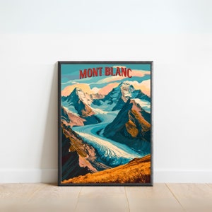 Vintage Mont Blanc reisposter - Mont Blanc-print, Frankrijk muurkunst, ingelijst cadeau, cadeau Frankrijk cadeau