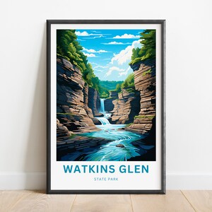 Watkins Glen Travel Print - Watkins Glen State Park poster,  New York Wall Art, Framed present, Gift United States Present