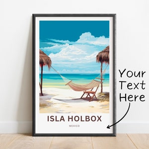 Personalized Isla Holbox Travel Print - Isla Holbox poster, Mexico Wall Art, Framed present, Gift Mexico Present