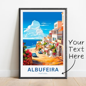 Personalized Albufeira Travel Print - Albufeira poster, Portugal Wall Art, Framed present, Gift Portugal Present