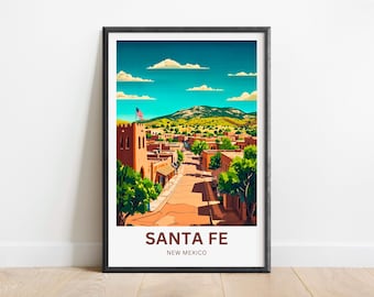 Santa Fe  Travel Print - Santa Fe  poster, New Mexico Wall Art, Framed present, Gift New Mexico Present