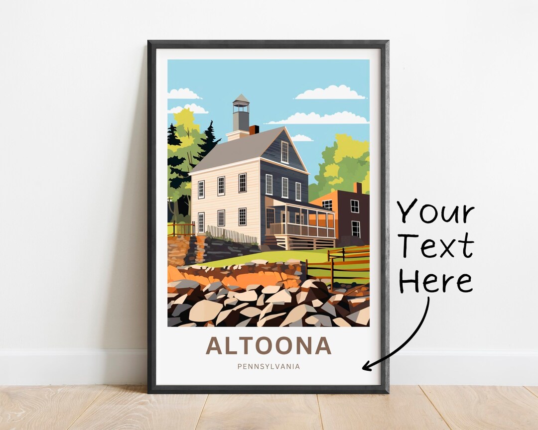 Personalized Altoona Travel Print Altoona Poster, Pennsylvania Wall Art ...