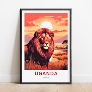 Uganda Travel Print - Uganda poster, Africa Wall Art, Framed present, Gift Africa Decor Present, Customize Your Text