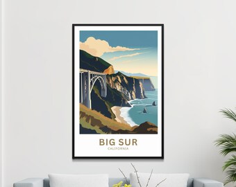 Big Sur California Travel Poster – Minimalist Landscape Art Print
