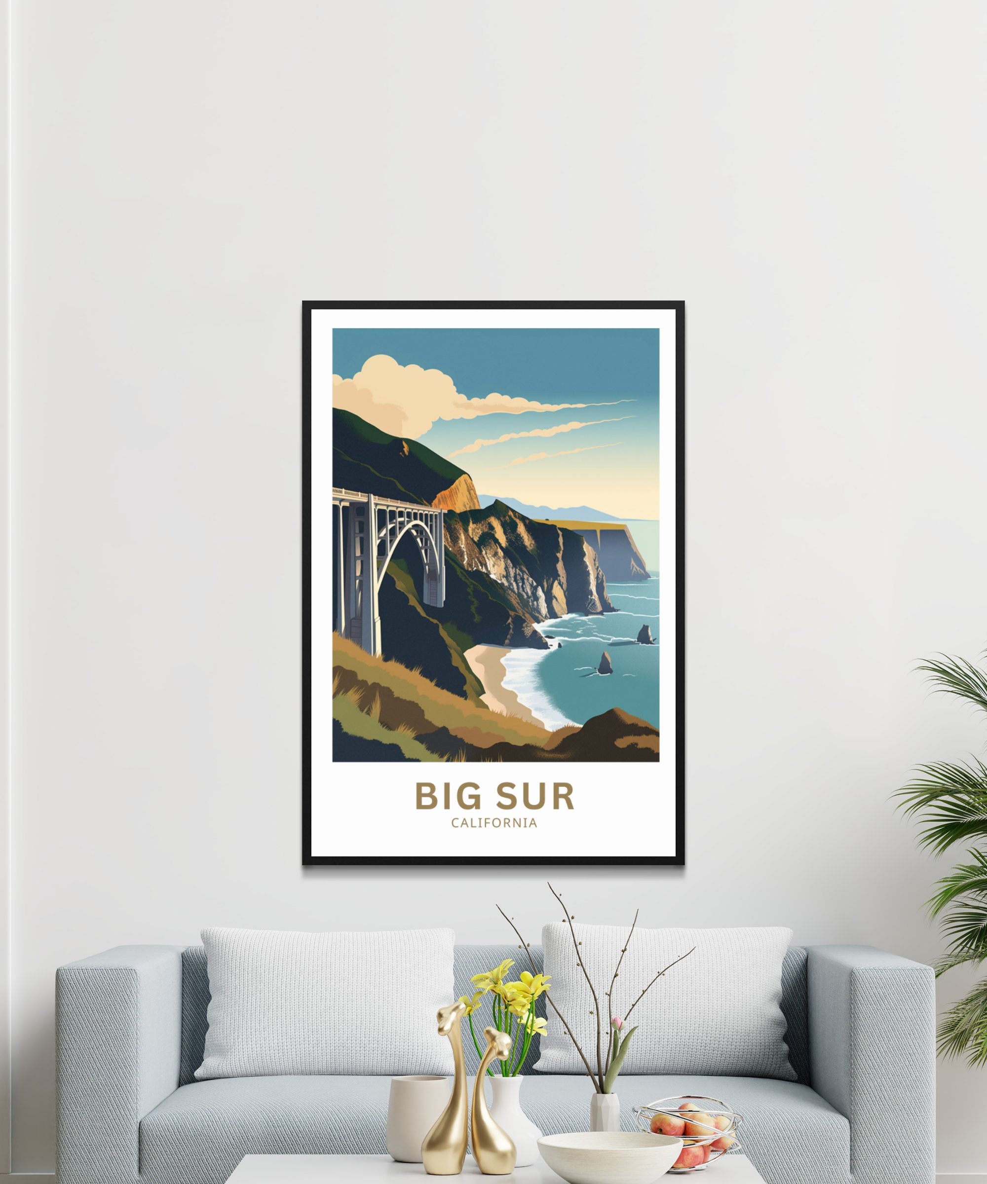 Big Sur California Travel Poster – Minimalist Landscape Art Print