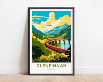 Impression de voyage Glenfinnan - Affiche Glenfinnan, art mural écossais, cadeau encadré, cadeau écossais cadeau