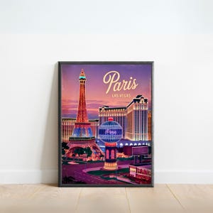 Paris Las Vegas Vintage Travel Poster - Las Vegas Print, US Wall Art, Framed, Gift Nevada Present