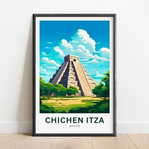 Chichen Itza Travel Print - Chichen Itza poster, Mexico Wall Art, Framed present, Gift Mexico Present