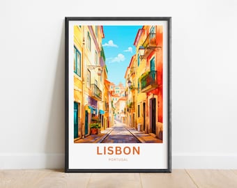 Lisbon Travel Print - Lisbon poster, Portugal Wall Art, Framed present, Gift Portugal Present