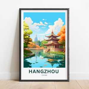 Hangzuu Reisedruck - Hangzuu Poster, China Wand Kunst, gerahmt Geschenk, Geschenk China Geschenk