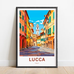 Lucca-reisafdruk - Lucca-poster, muurkunst Toscane Italië, ingelijst cadeau, cadeau Italië cadeau