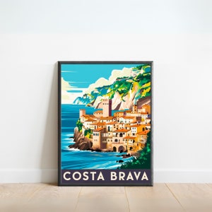 Costa Brava Vintage Travel Poster - Costa Brava Print, Spain Wall Art, Framed, Gift Spain Present