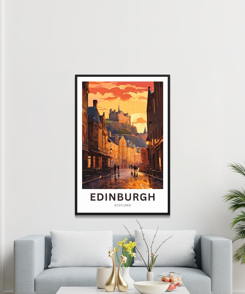 Edinburgh Travel Print Edinburgh Poster, Scotland Wall Art, Framed