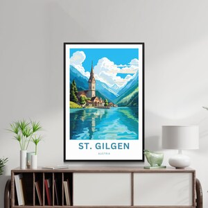 St. Gilgen Travel Print St. Gilgen poster, Austria Wall Art, Framed present, Gift Austria Present image 7