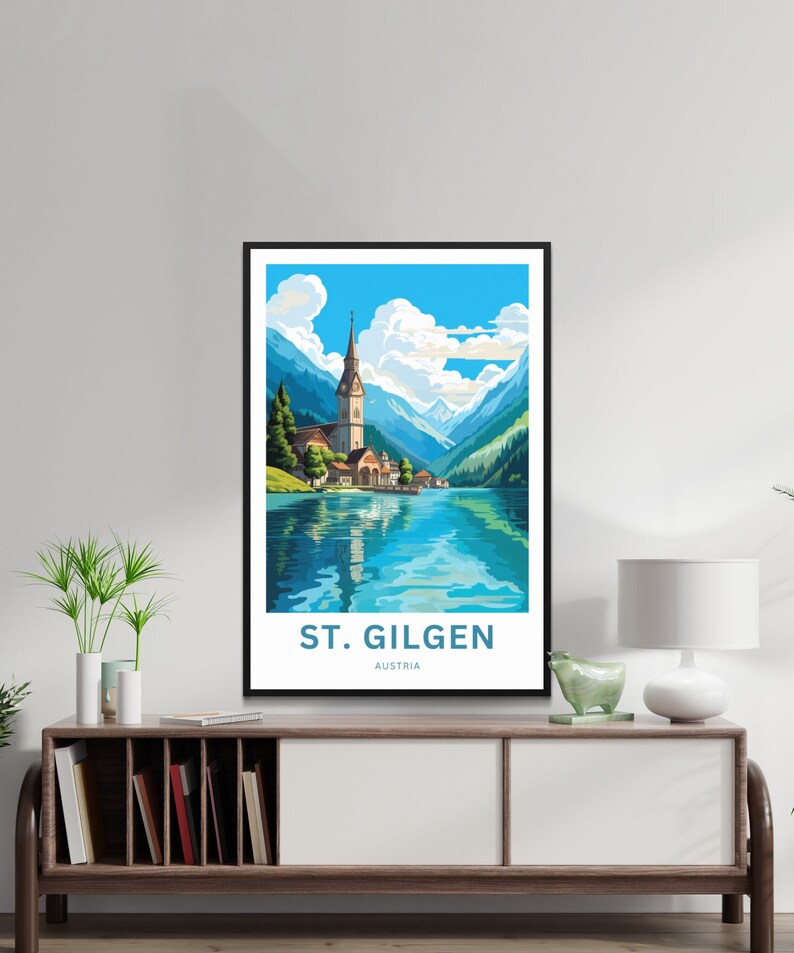 St. Gilgen Travel Print St. Gilgen poster, Austria Wall Art, Framed present, Gift Austria Present image 7