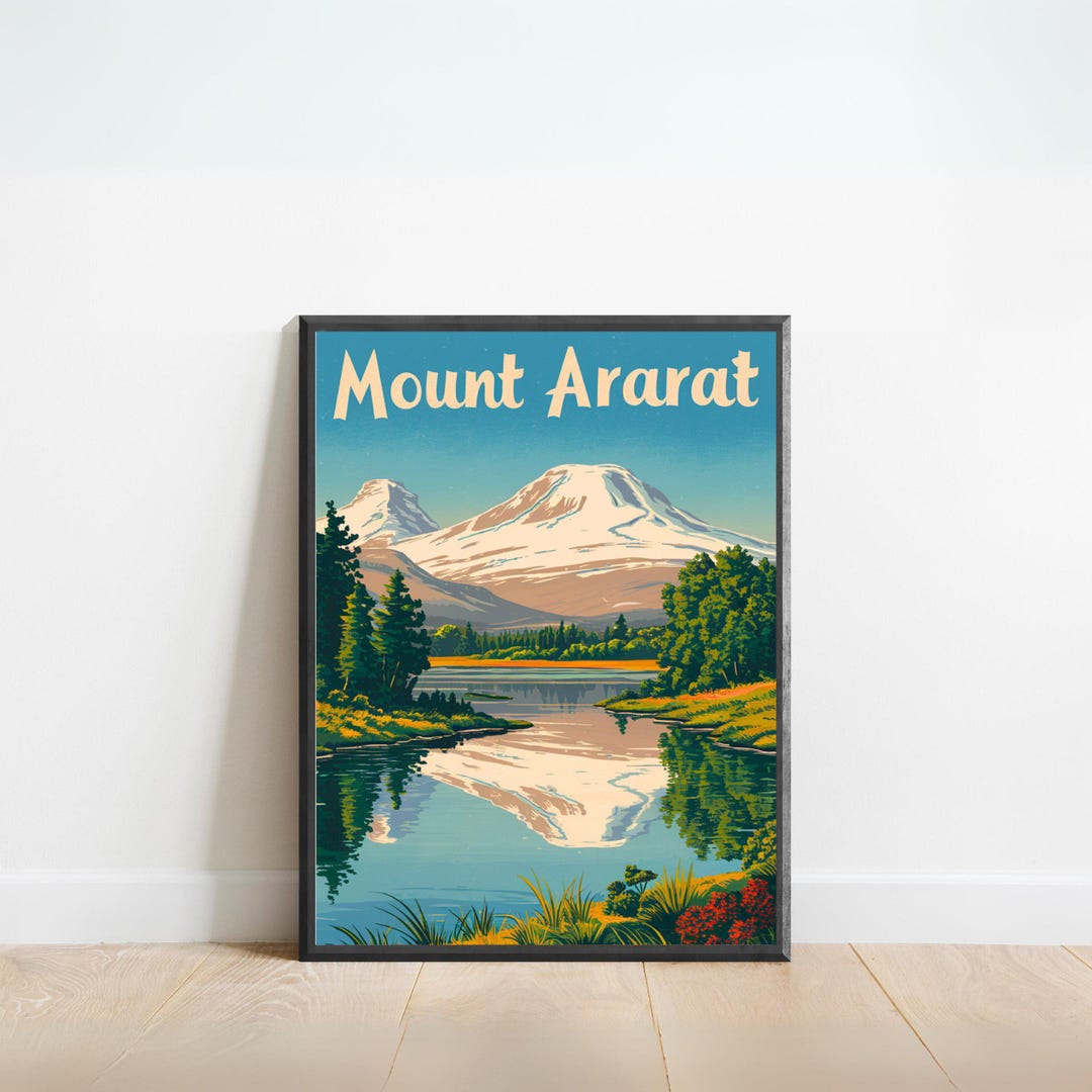 Mount Ararat Vintage Travel Poster - Mount Ararat Print, Turkey Wall ...