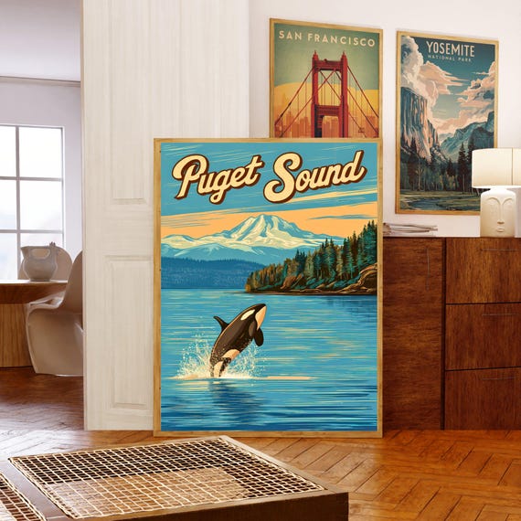 Puget Sound Vintage Travel Poster - Puget Sound Print, Washington