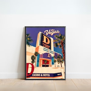 The D Las Vegas Vintage Travel Poster - Las Vegas Print, US Wall Art, Framed, Gift Nevada Present