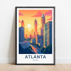 Atlanta Travel Print - Atlanta poster, Georgia Wall Art, Framed present, Gift Georgia Present