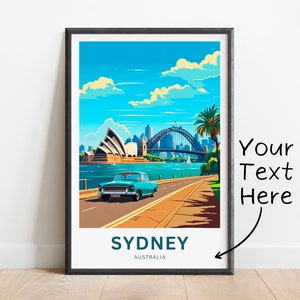 Personalized Sydney Travel Print - Sydney poster, Australia Wall Art, Framed present, Gift Australia Present