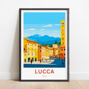Lucca-reisafdruk - Lucca-poster, muurkunst Toscane Italië, ingelijst cadeau, cadeau Italië cadeau