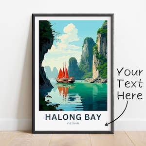 Personalized Halong Bay Travel Print - Halong Bay poster, Vietnam Wall Art, Framed present, Gift Vietnam Present