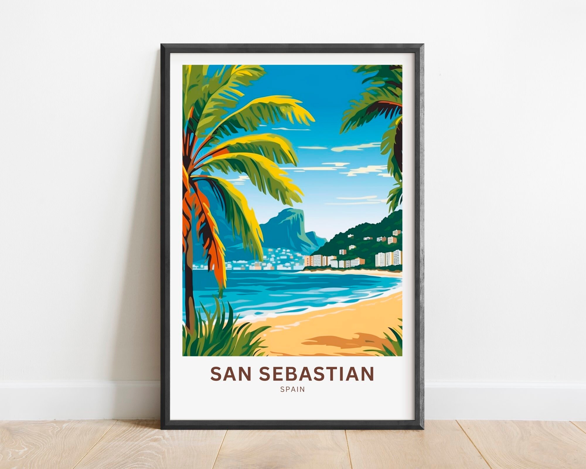San Sebastian Travel Print - San Sebastian poster, Spain Wall Art, Framed present, Gift Spain Present
