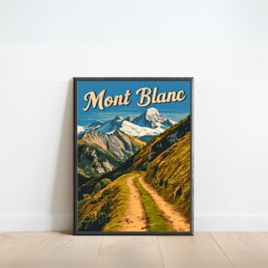 Vintage Mont Blanc reisposter - Mont Blanc-print, Frankrijk muurkunst, ingelijst cadeau, cadeau Frankrijk cadeau