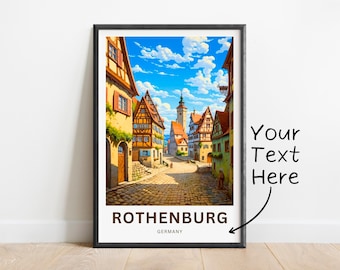 Personalized Rothenburg Travel Print - Rothenburg poster, Germany Wall Art, Framed present, Gift Germany Present