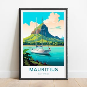 Mauritius Travel Print - Mauritius poster, Africa Wall Art, Framed present, Gift Africa Present