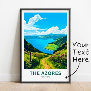 Personalized Azores Travel Print - Azores poster, Portugal Wall Art, Framed present, Gift Portugal Present