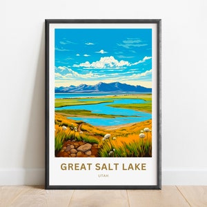 Great Salt Lake Travel Print - Great Salt Lake poster, Utah Wall Art, Framed present, Gift Utah Present