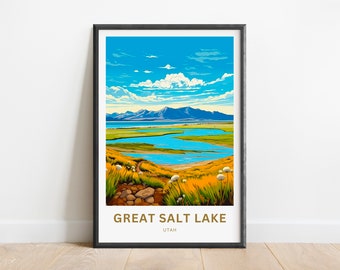 Stampa di viaggio Great Salt Lake - Poster Great Salt Lake, Utah Wall Art, regalo incorniciato, regalo Utah Present