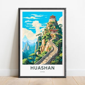 Huashan Travel Print - Mount Hua poster, China Wall Art, Framed present, Gift China Present, Personalized Text