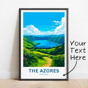 Personalized Azores Travel Print - Azores poster, Portugal Wall Art, Framed present, Gift Portugal Present