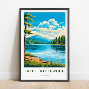 Lake Leatherwood Travel Print- Lake Leatherwood poster, Arkansas Wall Art, Framed present, Gift Arkansas, Custom text