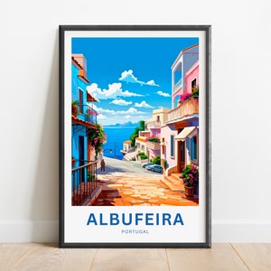 Albufeira Travel Print - Albufeira poster, Portugal Wall Art, Framed present, Gift Portugal Present