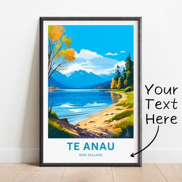 Personalized Te Anau Lake Travel Print - Te Anau Lake poster, New Zealand Wall Art, Framed present, Gift New Zealand Present